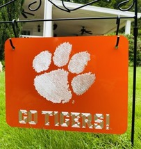 Clemson Tigers Engraved Metal Fan Cave Diamond Etched Yard House Sign 12x9 NCAA - £27.54 GBP