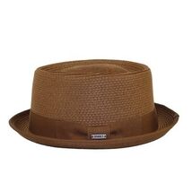 Men's Broner Summer Hat Woven Straw Style Porkpie STAND UP 88-8602 Brown - $47.99