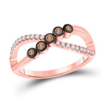 10kt Rose Gold Womens Round Brown Diamond Fashion Infinity Ring 1/4 Cttw - £411.50 GBP