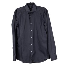 Hugo Boss Dress Shirt 39 15.5 Black Slim Fit Easy Iron Jason Button Up Getzner - £28.31 GBP