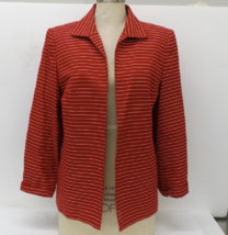 Talbots Red w/ White Strip Open Front Jacket/Blazer, Women Size 12P - £23.18 GBP