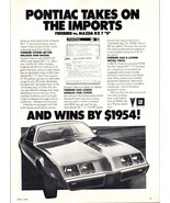 1980 Pontiac Firebird vs Mazda RX7 Sports Car Vintage Print Ad 80s Wall Art - $10.97