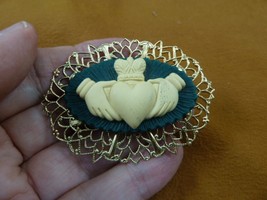 cm38-55 traditional CLADDAGH heart hands blue CAMEO Pin Pendant Jewelry brooch - £26.06 GBP