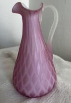 Vintage Fenton Diamond Optic Rose Satin Cruet Pitcher Vase 6” Tall - $159.59