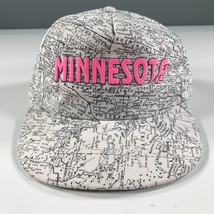 Vintage Minnesota Snapback Hat White Pink Black AOP White Black Print Am... - $18.49