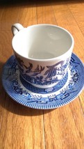 Churchill Blue Willow Tea Cup &amp; Saucer - (Small Chip in Cup) - £7.98 GBP