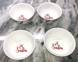 ‘Tis The Season Set Of 4 Royal Norfolk 6” Holly Berry Xmas Soup Cereal Bowls-NEW - £40.27 GBP