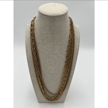 Vintage Monet Gold Tone 3 Strand Long Chain Necklace Signed Monet Jewelry 51&quot; - £22.77 GBP