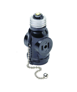 660 Watt, 125 Volt, Two Outlet with Pull Chain Socket Adapter, 1406, Black - $11.52