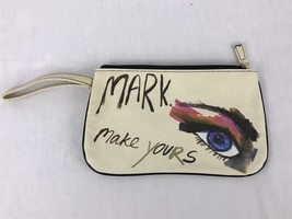 Avon Mark. Make Yours Makeup Cosmetic Wristlet Bag Eye Design on Canvas 9x5.5 - $11.97