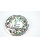 Brooch Mexico Alpaca Snake Spiral Circle Pendant Abalone Inlay Taxco Vin... - $43.40 CAD