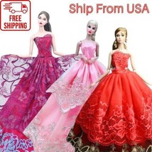 Doll Fashion 3Pcs Princess Wedding Dresses For Barbie Doll Ship From USA Toys - £15.48 GBP