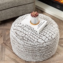 Unstuffed Ottoman Pouf Cover,Faux Fur Foot Stool, 20X12 Inches Fuzzy Chair, - £31.92 GBP