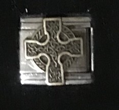 Decorative Detailed Cross Symbol Wholesale Italian Charm Enamel Link 9MM K16 - £11.75 GBP
