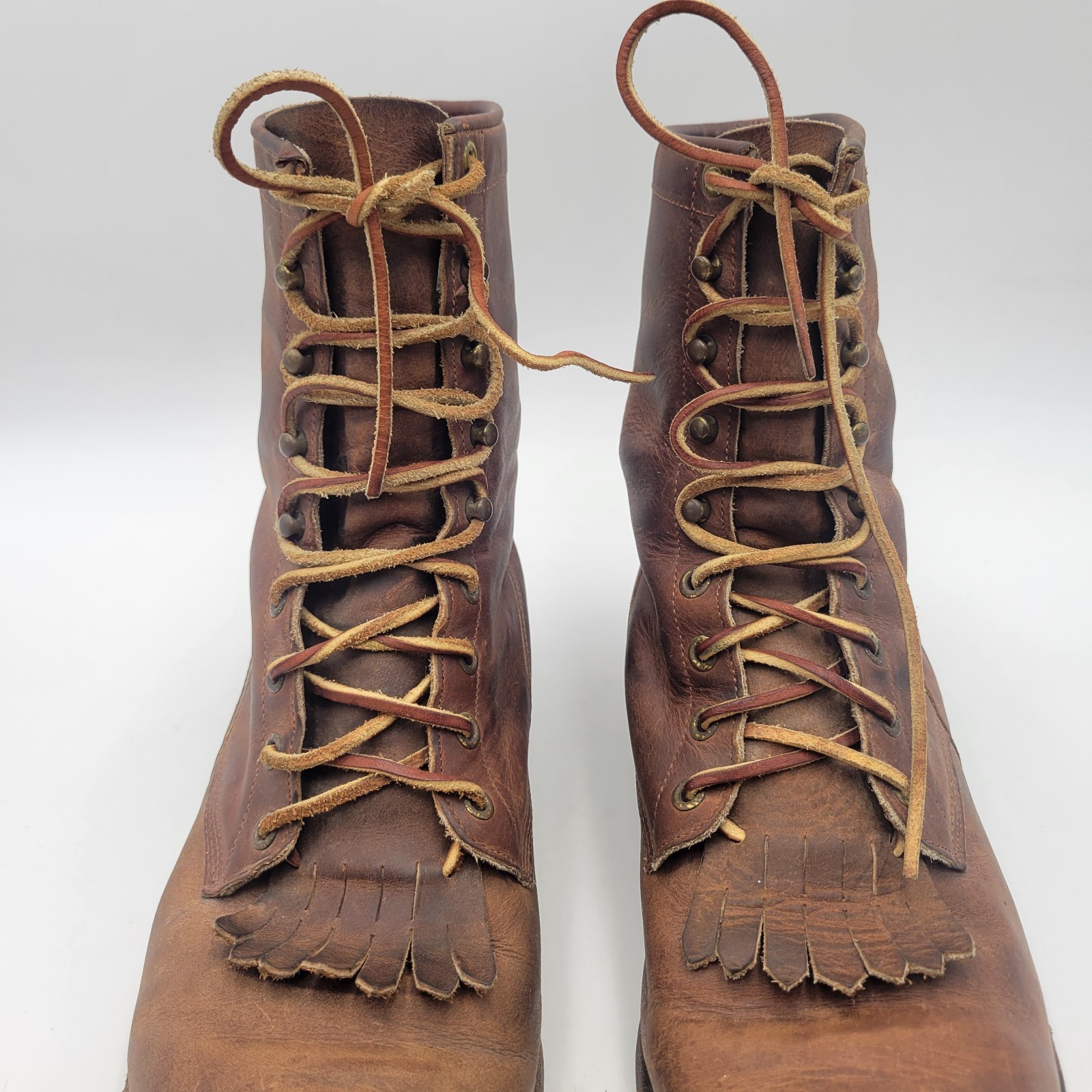 Justin Lace Up Boots Women's Size 10.5 D  Brown Leather Roper Kiltie USA Vintage Item image 7