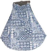 Chicos Size 2 (L) Tie Dye Burst  Medallion Blue Curved Hem Stretch Maxi Skirt - £17.20 GBP