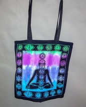 7 Chakra SC173 Reusable Shopping Tote Bag Purse Black 12&quot; H Cotton Blue ... - $16.82