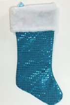 Christmas Stocking Confetti Sequin Dots Blue White Glitzy Holiday Decor NEW - $11.64