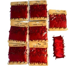 8 Yards of Burgundy Red Satin Beaded Ribbon Trim in pkgs 1 opened - £22.08 GBP