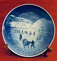 Blue white Copenhagen porcelain decorative B &amp; G plates Christmas in Gra... - $11.88
