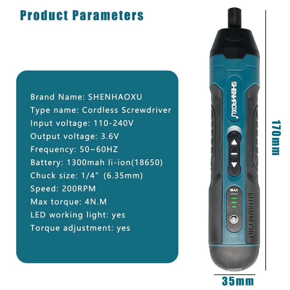 House Home Cordless Electric Screwdriver Rechargeable 1300mah Lithium Battery Mi - £46.35 GBP