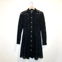 S - Kooples Black Lace Pearl Button Collared Lace Long Sleeve Dress 1207JS - £46.36 GBP