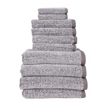 Diamond Jacquard Bath Towel, Bath Towel Set - 10 Piece, Grey - £154.48 GBP