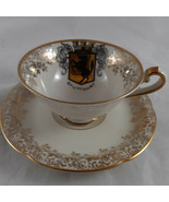 Kunst Kronach Teacup &amp; Saucer demi with Stuttgart Coat of arms horse gol... - $746.75 MXN