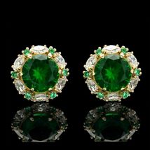 2.00CT Green Emerald Marquise Created Diamond Stud Earrings 14k Yellow Gold Over - £78.44 GBP