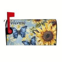 Welcome with Butterflies &amp; Sunflowers Standard Mailbox Cover / Wrap - 21... - £7.60 GBP