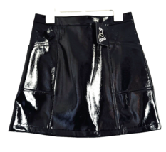 Art Class Girls Skirt Black Faux Leather Polyurethane Two Pockets Size L... - £14.35 GBP
