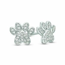 3.7Ct Round Simulated Diamond 925 Sterling Silver Dog Pow Stud Gift Earrings - £79.12 GBP