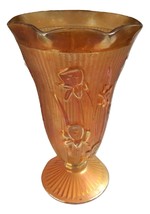 Marigold Decorative Glass Herringbone Vase - 9&quot; Tall - Across Top 5.5&quot; - $15.00