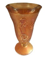 Marigold Decorative Glass Herringbone Vase - 9&quot; Tall - Across Top 5.5&quot; - £11.79 GBP