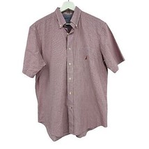 Nautica shirt Medium mens checkered button down short sleeve red white top - £21.36 GBP