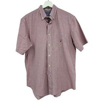 Nautica shirt Medium mens checkered button down short sleeve red white top - $26.73