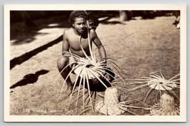RPPC Hawaii Hawaiian Native Making Coconut Hats Occupational Postcard U24 - £7.95 GBP