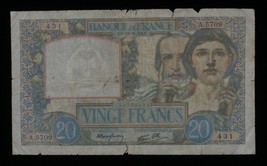 1941 France 20 Francs Note Science et Travail Banque de France (P#92b.9) - €50,13 EUR
