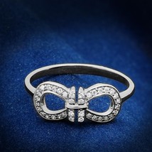 925 Sterling Silver Infinity Band Simulated Diamond Wedding Bridal Ring ... - $98.00