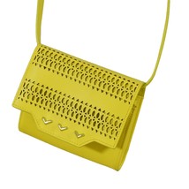 Stella and Dot Crossbody Clutch Handbag Purse Yellow Sidekick Cutout Eyelet - £21.78 GBP