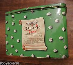 scatola di latta vintage old tin-plate box canfora TRICANFO GABER gabers BAYER - $47.46