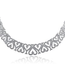 4 Carat Genuine Diamond Necklace Graduated Heart Link 14k White Gold Women&#39;s 17&quot; - £4,759.12 GBP