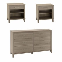 Somerset 3 Piece 6 Drawer Double Dresser and Nightstand Set in Ash Gray - £856.74 GBP