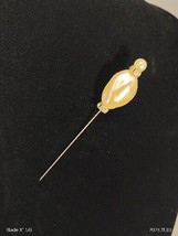 Vintage 4” Hat Pin Large &amp; Small Faux Pearl Crystal Rhinestone’s Gold To... - £12.63 GBP