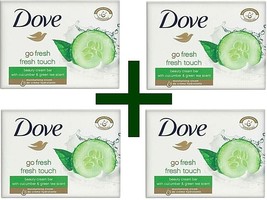 4 PACK Dove Go Fresh Touch Beauty Cream Soap Bar Cucumber &amp; Green Tea Scent 100g - £7.55 GBP
