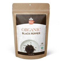 Organic Black Pepper (8 OZ) - Non-GMO Dried Whole Peppercorns for Grinder - $10.87