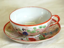 Asian Teacup &amp; Saucer Set Japanese Geisha Girls Japan i - £15.81 GBP