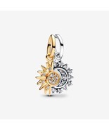 Sterling silver and 14k Gold-plated Splittable Sun &amp; Moon Dangle Charm 7... - $30.87 CAD