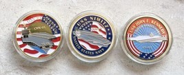 3 Pcs US NAVY USS Enterprise CV-61, Nimitz CV-68, John F. Kennedy CV-67 Coin - £34.23 GBP