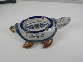 Vintage Tonala Mexican Pottery Art Sea Turtle Ashtray Signed Erandi - £31.23 GBP